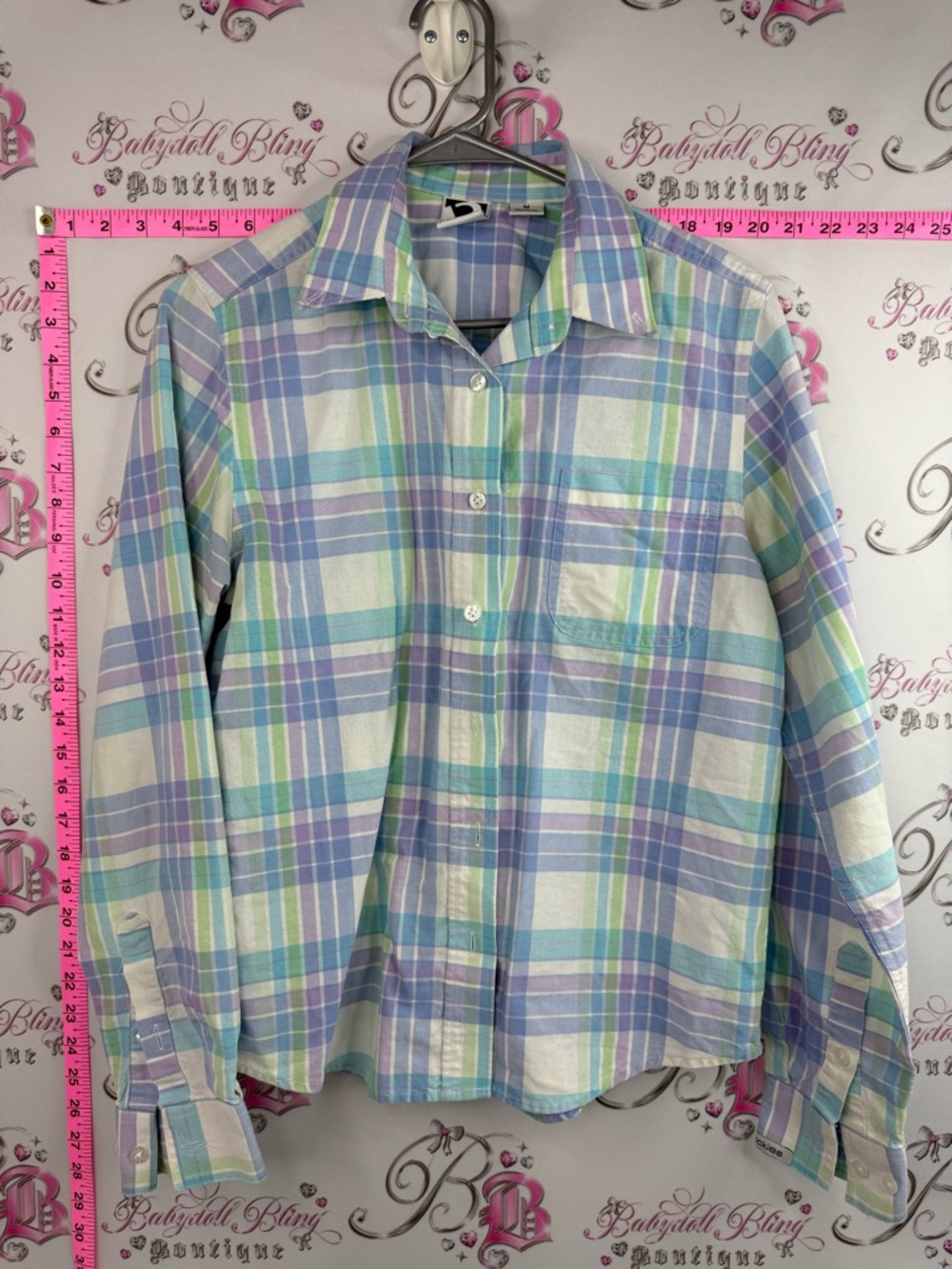 Rockies button up Pastel Plaid Button-Down Shirt in Lavender, Light Blue & Mint